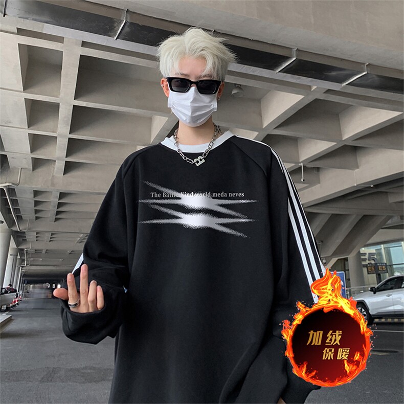 抖音得物供货提供视频秋冬重磅美式宽松织带圆领卫衣0312,男装卫衣,电商A486