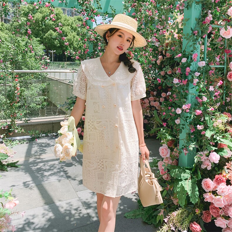 BXF182-8398-P125K188白色法式V领连衣裙，女装连衣裙，帛香坊