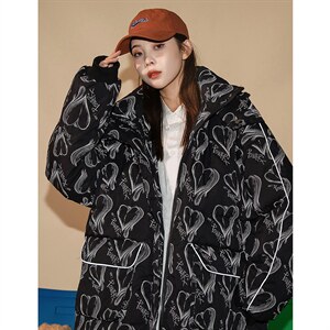 2021冬季港风夜光发亮加厚新款宽松连帽休闲爱心棉服227-989-p138图片