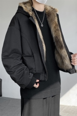 8XL-M复古双面加厚毛绒皮草短款工装派克服外套MY1707P158控188，男装棉衣，电商D206-1
