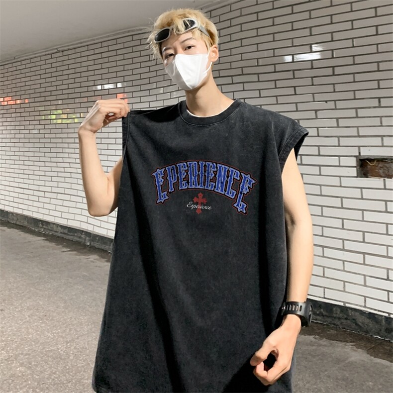 数据超好水洗宽松无袖背心韩版ins风潮牌背心517A-2-WX001-P35,男装背心/马甲,星座517A-2