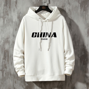 WY2001-P40 纯棉连帽卫衣男大码运动帽衫宽松薄外套图片