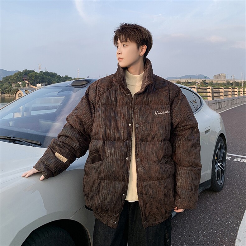 现货立领褶皱复古做旧面料设计棉衣保暖棉服男225-2-Y211-P155,男装棉衣,星座225-2