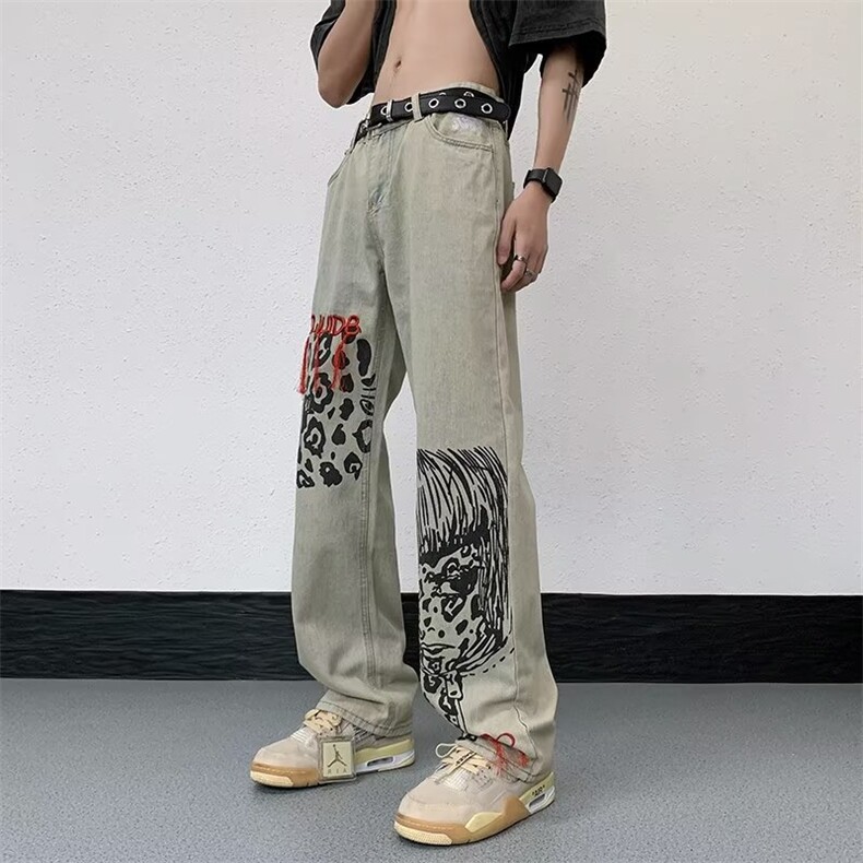 青春流行ins男高街vibe风黄泥牛仔裤P43,男装牛仔裤,星座1116-2