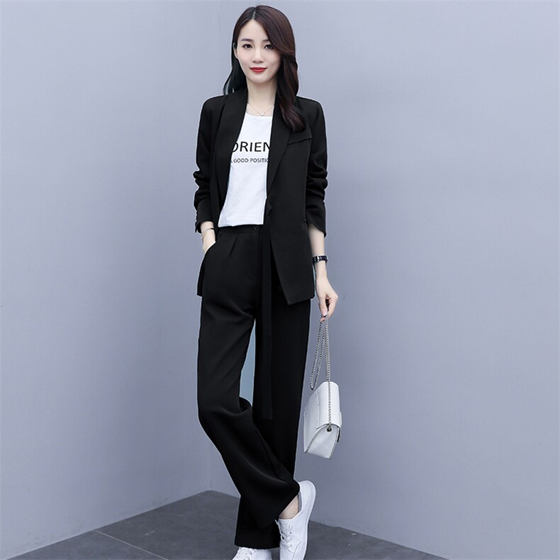 西装女2024秋季新款韩版气质时尚休闲职业小西服阔腿裤,女装西装,雅佳俏