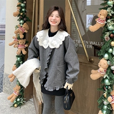 冬款白鸭绒内胆钩花领复古毛织羽绒服2C239-H39-P235-K358，女装羽绒服，2C239