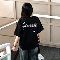 万针全刺绣工艺抖音得物高品质260克重磅纯棉双纱美式高街短袖T恤，男装T恤，电商A486