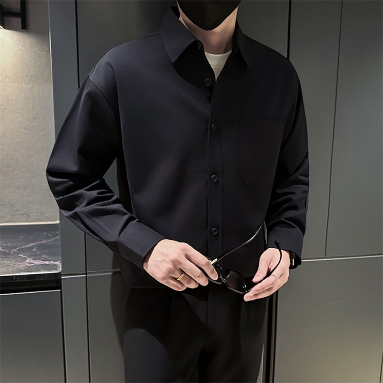 新款足货秋冬男士内搭外穿纯色长袖衬衫小伙主推衬衣C602P48控78,男装衬衫,星座301B-1