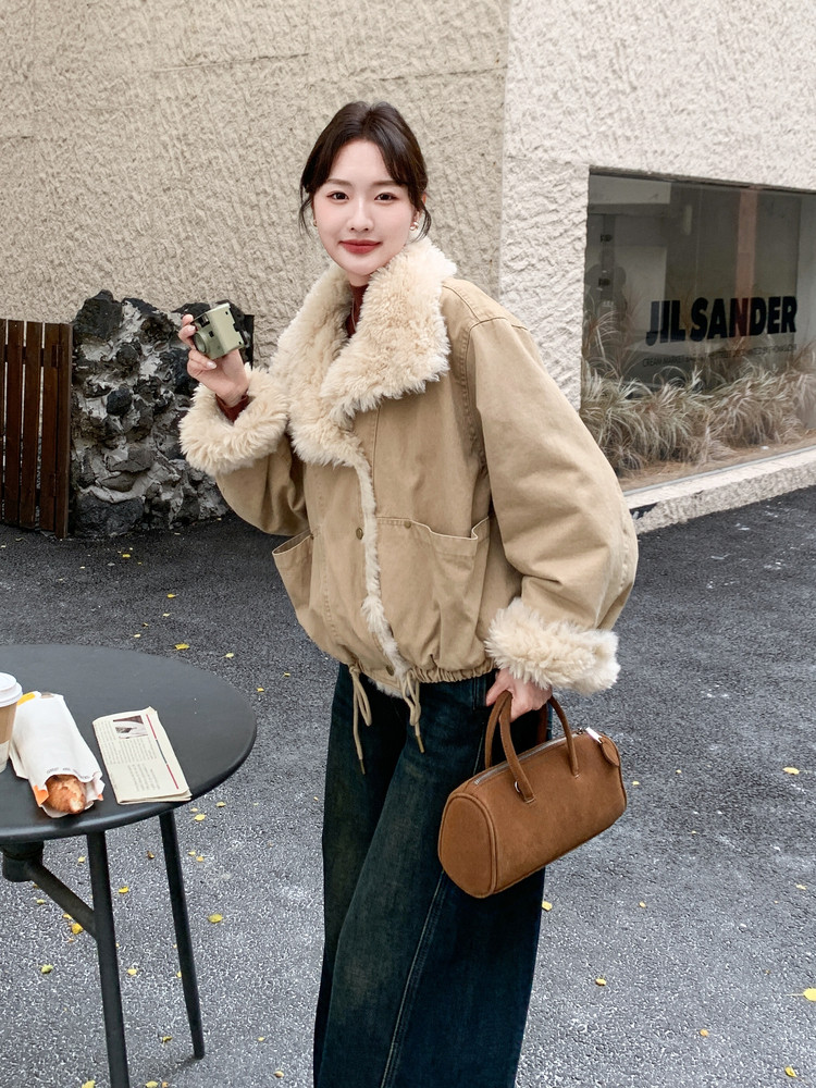 25冬季新款羊羔毛加绒加厚牛仔夹克外套2B138-805P220K330,女装短外套,2B138