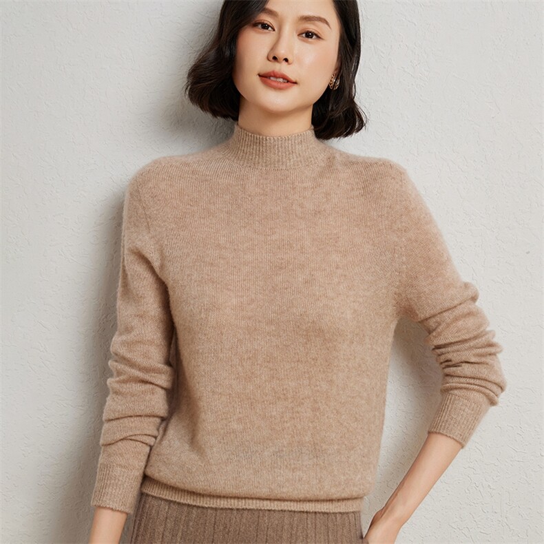 休闲/淑女羊毛山秋冬新款百搭气质半高领羊毛衫,女装羊绒衫,臻维羊绒