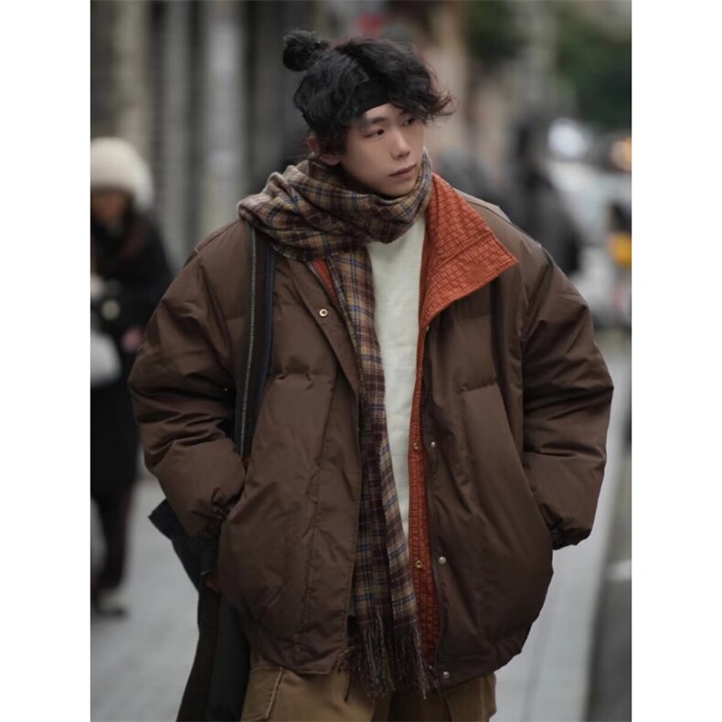 MA663-P93网图日系复古双面穿立领面包服棉服美拉德色系宽松棉衣图片