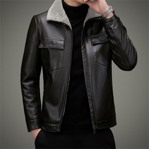 AW2201钱塘2020-3中年男士秋冬季厚款新款商务休闲皮衣外套P190图片
