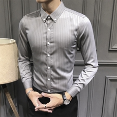条纹衬衫男修身衬衣上衣打底衫C602-P40，男装衬衫，星座1012