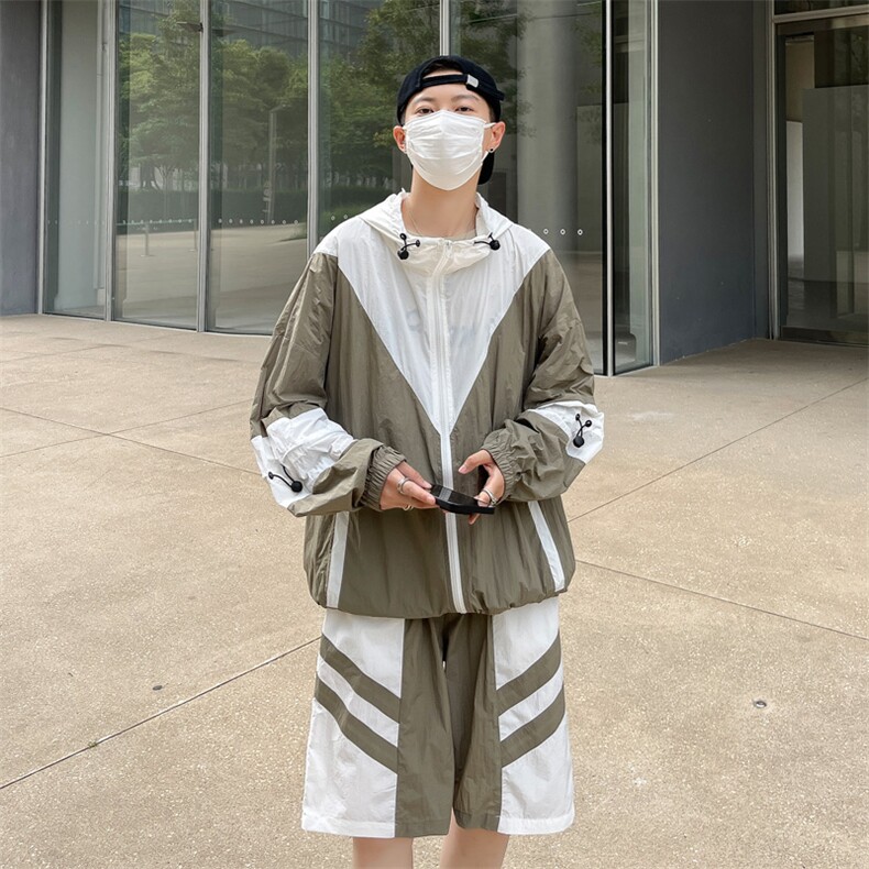 夏季防晒服套装运动风拼色时尚防晒衣夹克衫男XZ514-2-1609-P98,男装防晒衣,星座514-2(原B239)