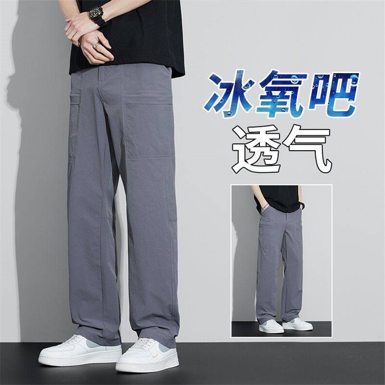 yk959现货 早秋季工装裤男士夏季宽松直筒休闲裤美式多口袋裤子图片