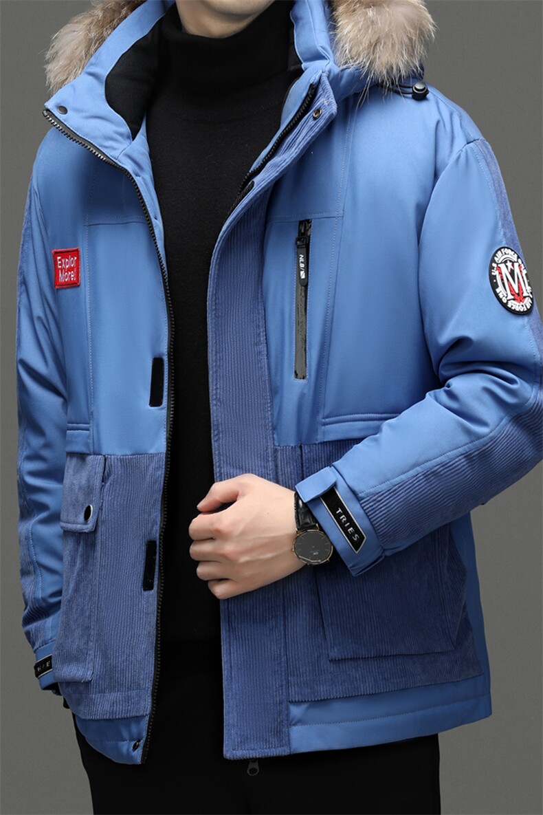 男士可脱卸貂绒毛领羽绒服中年商务休闲男装新款冬季加厚保暖外套,男装羽绒服,电商B212（原钱塘6029）