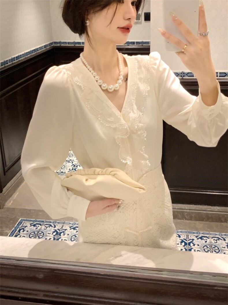 秋季新款木耳边衬衫，女装衬衫，M.W 嫚维