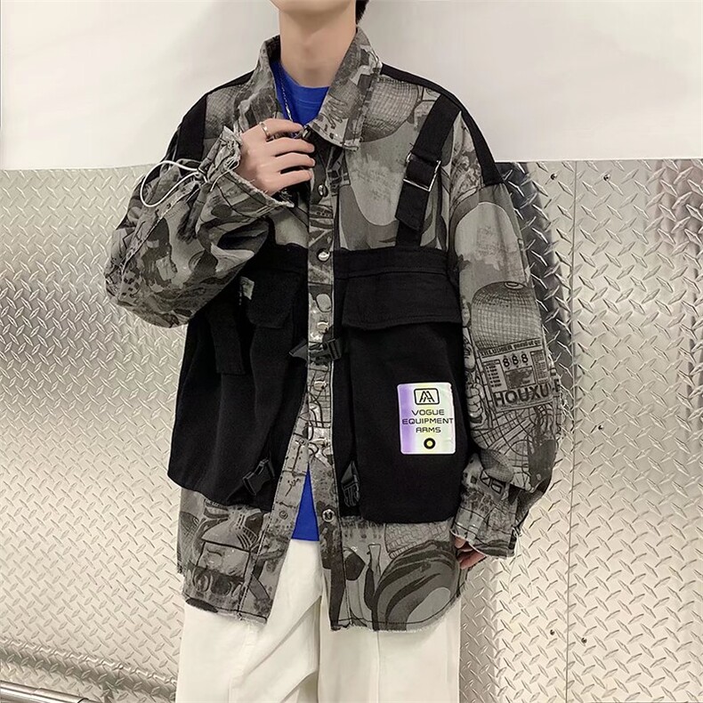 工装外套男ins嘻哈日系潮牌高街牛仔夹克机能J2169P75,男装夹克,星座1116-2