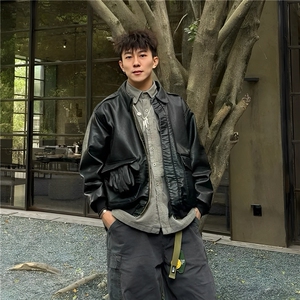 网图现货加厚加棉皮衣飞行员外套1209-1-JK19-P90主推可谈