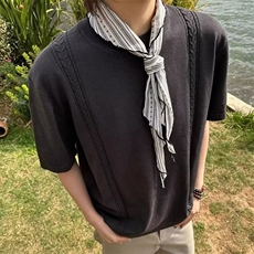【有货】DT503-特P42美式天丝正肩短袖男夏季老钱风编制圆领t恤，男装T恤，星座603-2