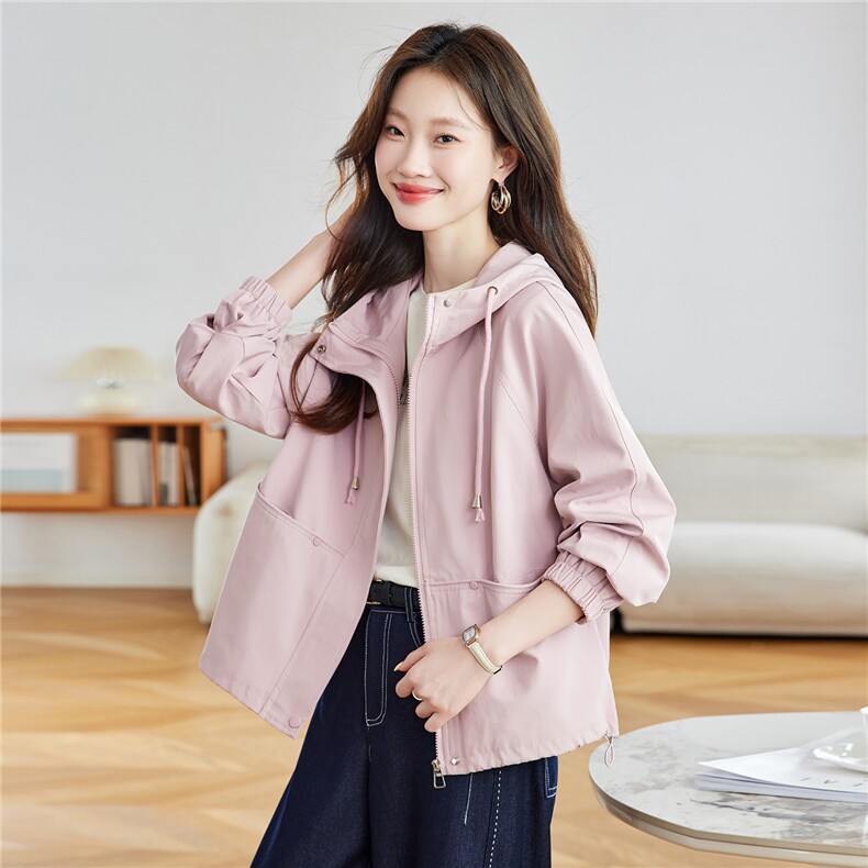 时尚减龄少女粉色短款外套女2025秋新款宽松百搭连帽休闲夹克上衣,商品下架区,慕咨