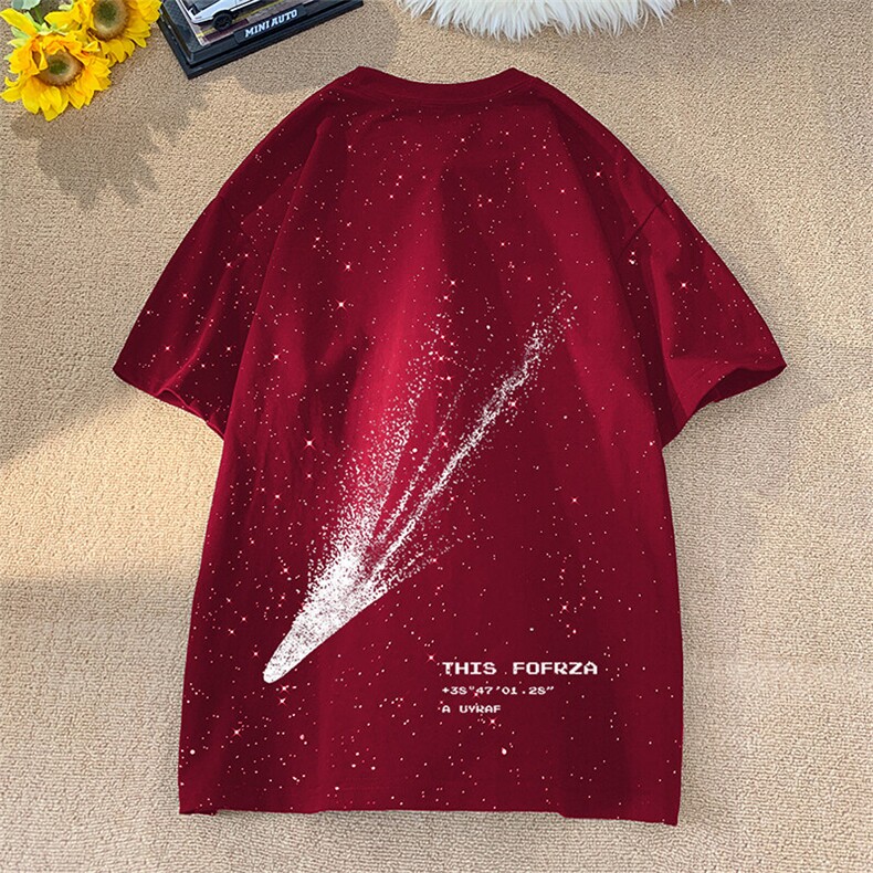 可48小时发货支持抖音得物来样二开美式满天星亮片短袖T恤MTX644,男装T恤,电商A486-1