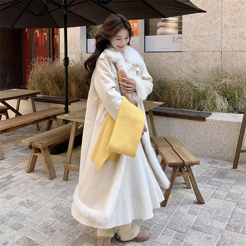 皮毛一体羊羔毛毛呢外套女中长款棉服长款2C133-963-P235-K338,女装毛呢外套,2C133