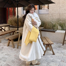 皮毛一体羊羔毛毛呢外套女中长款棉服长款2C133-963-P235-K338，女装毛呢外套，2C133