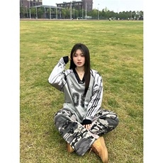 美式复古长袖T恤男女宽松拼接字母印花网眼透气衣服TPA06-P52，男装T恤，星座208-5