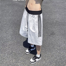 速干短裤男生夏季薄款2026新款宽松休闲oversize直筒条纹五分裤子，男装牛仔裤，星座601-1