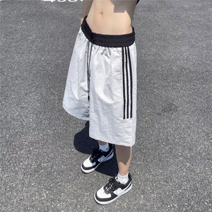 速干短裤男生夏季薄款2026新款宽松休闲oversize直筒条纹五分裤子图片