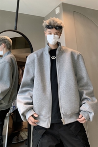 517A-8-W9291-P88秋季新款重磅50棉垫肩基础款开衫卫衣cleanfit图片