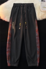 8XL-M春季新中式民族风束脚卫裤男潮牌拼接刺绣休闲裤KZ024P45，男装休闲裤，电商B312