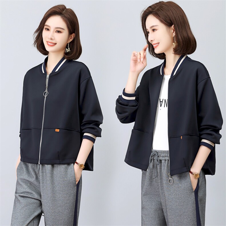 短款棒球服外套女春秋2025新款大码宽松显瘦中年妈妈休闲开衫上衣，女装卫衣/绒衫，璐依舞