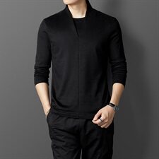 M00952021春秋季新款长袖T恤衫男纯色羊毛打底衫韩版，男装T恤，电商B360