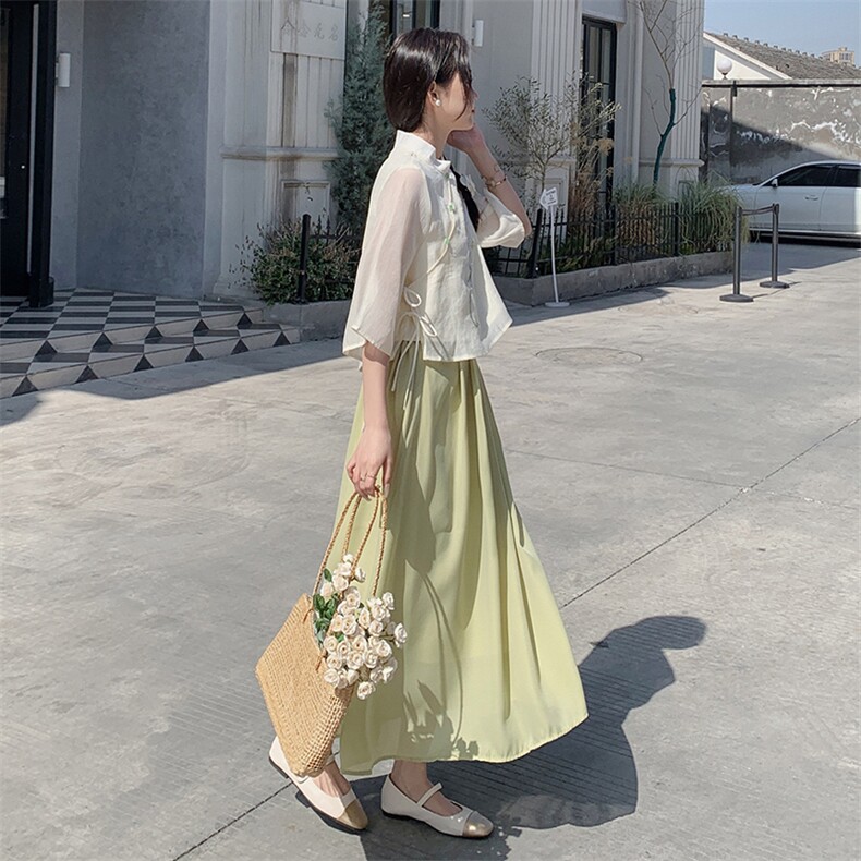 优雅刺绣两件套连衣裙套装时尚显瘦气质女装,女装连衣裙,秀美人生