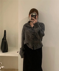 2026年秋季时尚百搭通勤简约休闲花纱高领开衫，女装羊毛衫，圣旺供货