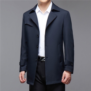 男士2023春季新款休闲风衣中青年纯色简约西服领外套JHL8998-P140图片