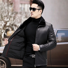 WL1915冬季新款真皮羽绒服男水貂领翻领夹克绵羊皮外套P930，男装夹克，电商B360A（原721A）