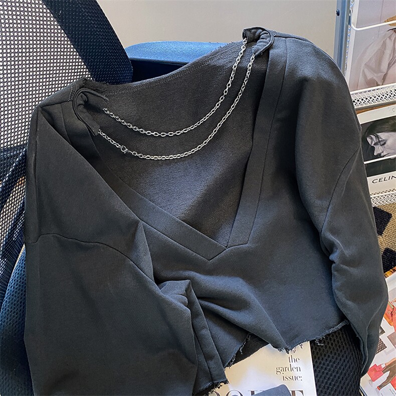 XZ613-2-E186-P45设计感秋装美式复古街头ins潮卫衣女V领长袖,男装卫衣,星座911-2(原星座613-2）