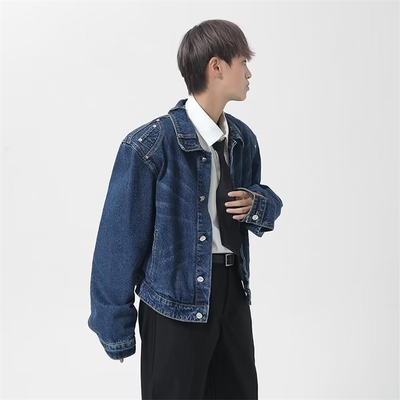 美式时尚高街痞帅长袖牛仔衫男士韩版潮流小众设计感夹克R826P65,男装夹克,星座1116-2