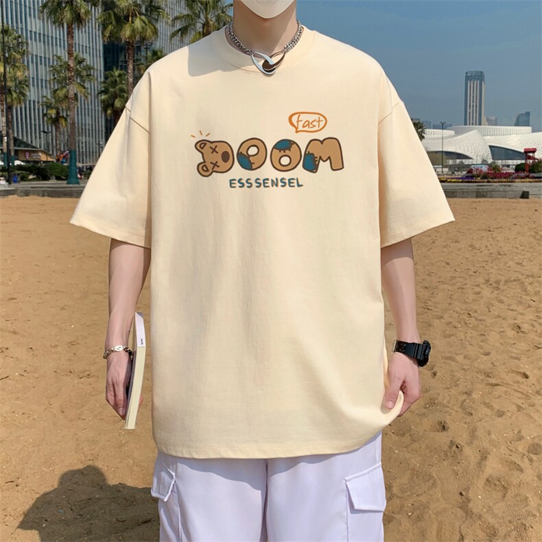 港风夏季重磅纯棉宽松230克圆领五分短袖T恤-T701-P20,男装T恤,星座310B