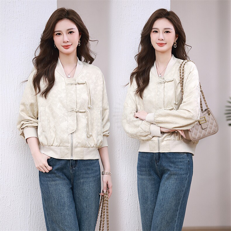 2025春棒球服短外套新中式唐装汉服盘扣外套,女装短外套,3200格调
