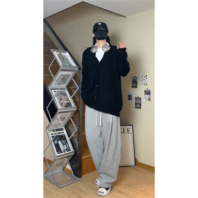 秋冬新款开衫毛衣男士潮牌宽松慵懒风V领针织衫外套MY2625P60,男装针织衫/毛衣,电商基地A086