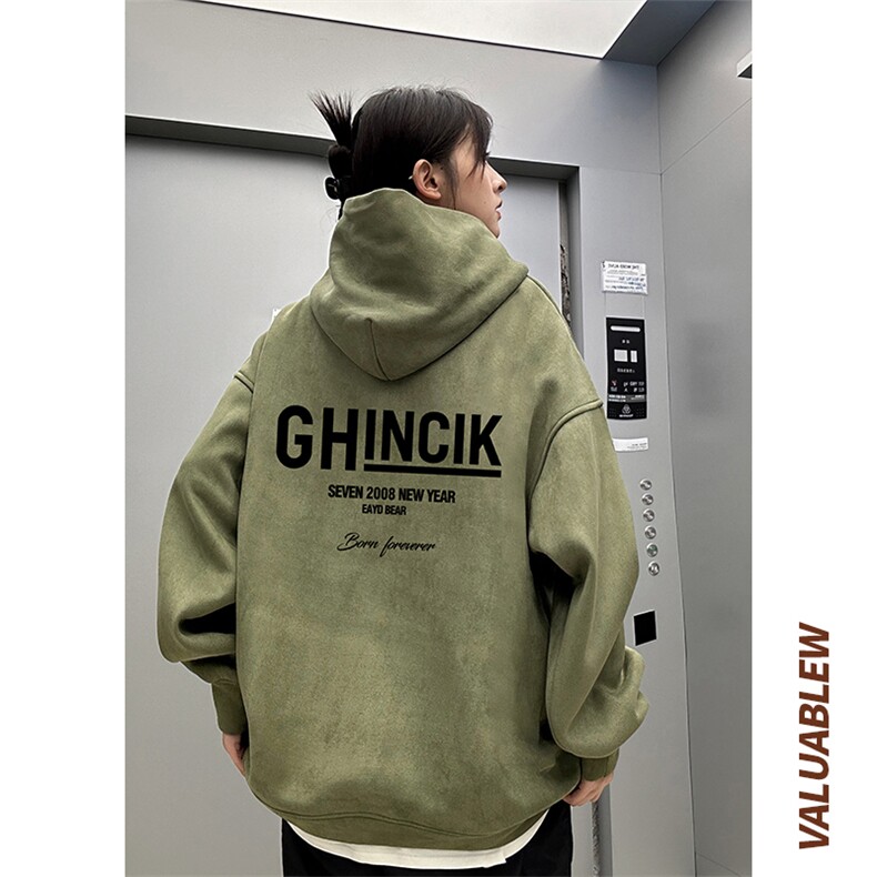 ！麂皮绒连帽卫衣直播品质重磅400克GH印花JL7123-P45控78,男装卫衣,星座508（原C305）