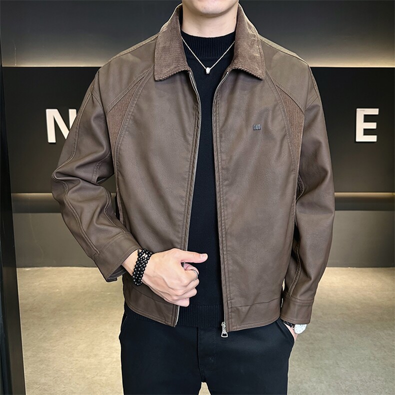 店主风秋季新款皮衣男时尚2025休闲皮夹克外套男装B317/6801/P155,男装皮衣,电商B317