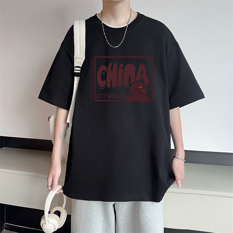 短袖男t恤纯棉夏季宽松2024新款打底衫百搭青少年体恤潮TX408-P25,男装T恤,星座505-3