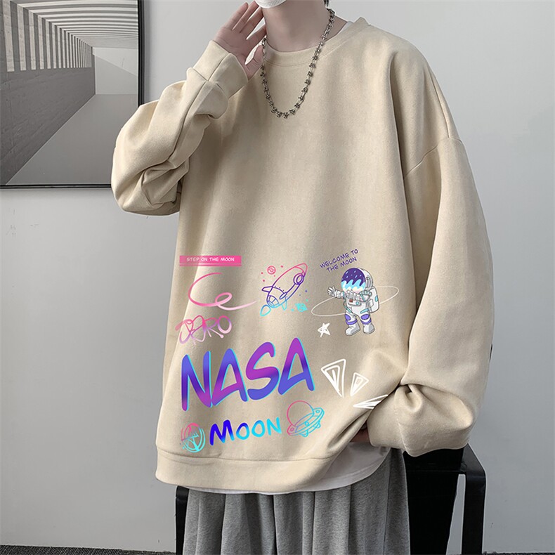 NASA联名同款麂皮绒卫衣男大码重磅长袖t恤男JW81186-P35,男装卫衣,电商A040