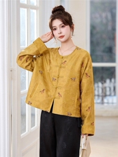新中式休闲刺绣外套女春季2026新款流行高端洋气盘扣短款上衣，女装短外套，丽影随形