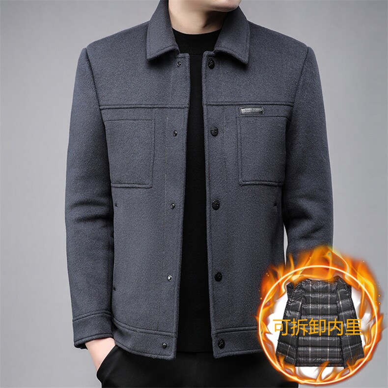 B811白鸭绒90绒毛呢羽绒服内胆可脱卸商务精品男士羽绒服外套图片
